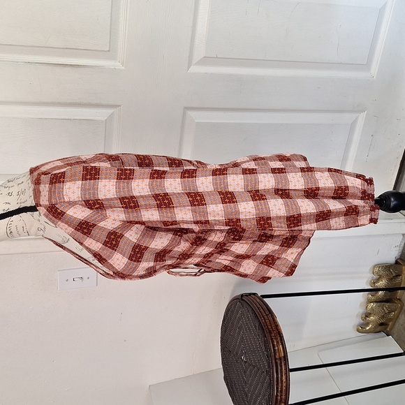 Anthropologie Pilcro Plaid Checkered Deep-V Women's Long Sleeve Blouse Women L - Picture 10 of 12